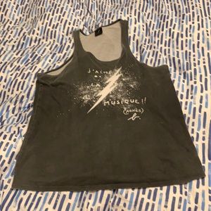 Agnes B. Gray Tank Top with White Print